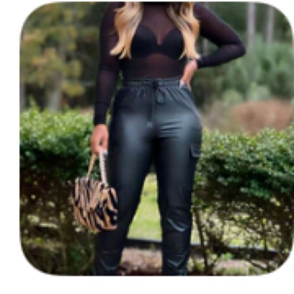 Faux leather joggers